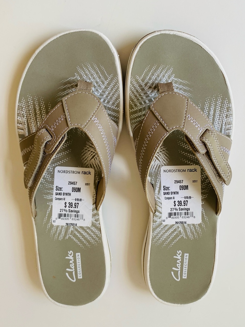 Clarks Cloudsteppers Synthetic Thong Sandals in Sand Comfort Arch Support Walk 9